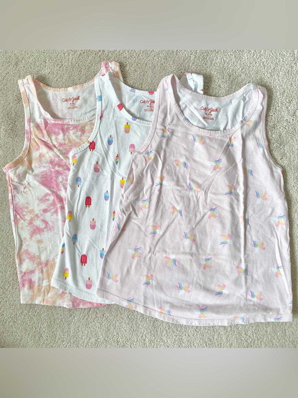 Cat & Jack Pink blue multicolor tank tops bundle of 3 Medium 7/8